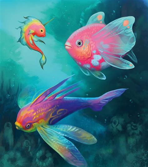 魚畫圖|Painting fish concept：Three types of tropical fish